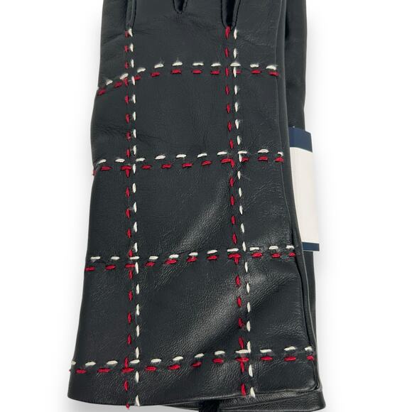 NEW Charter Club Leather Gloves Size Small Red Plaid Check Touchscreen NWT - Picture 4 of 7